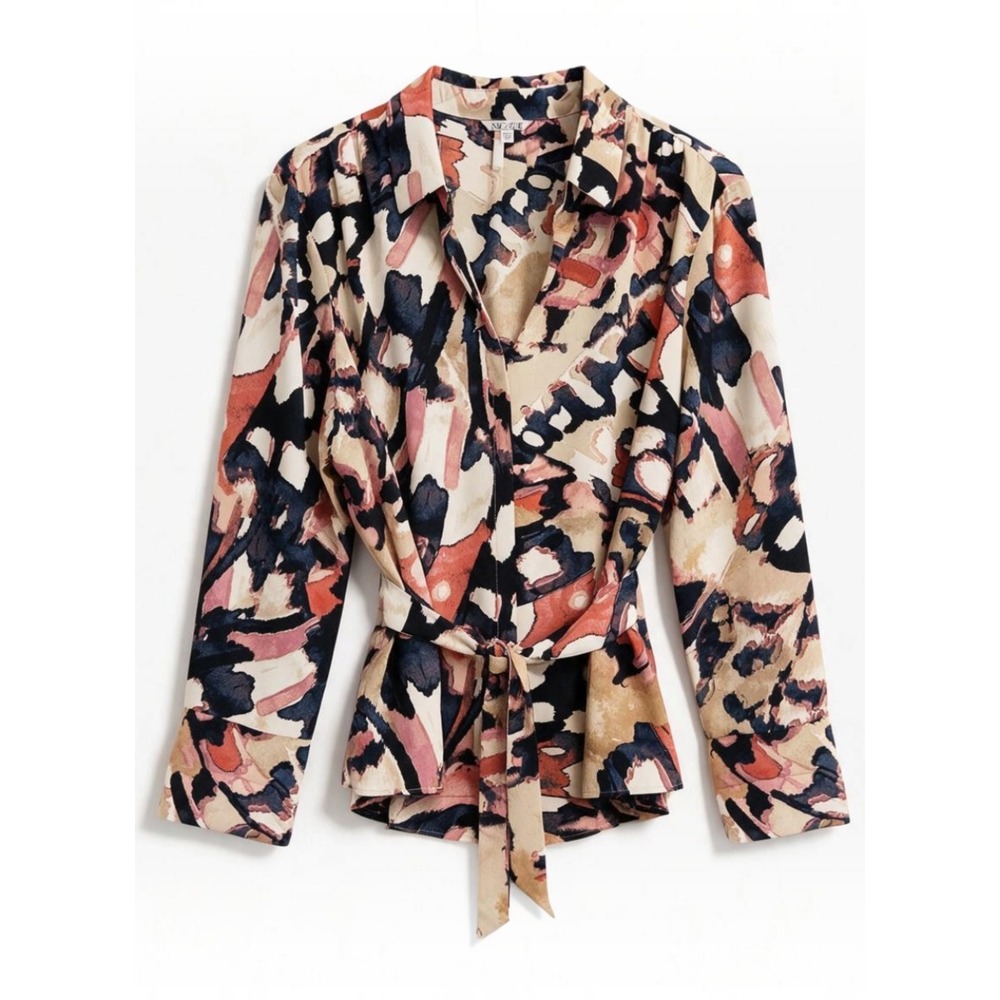 Nic+Zoe Abstract Blouse Women XL Art to Wear Office Modern Chic Professional Mod
